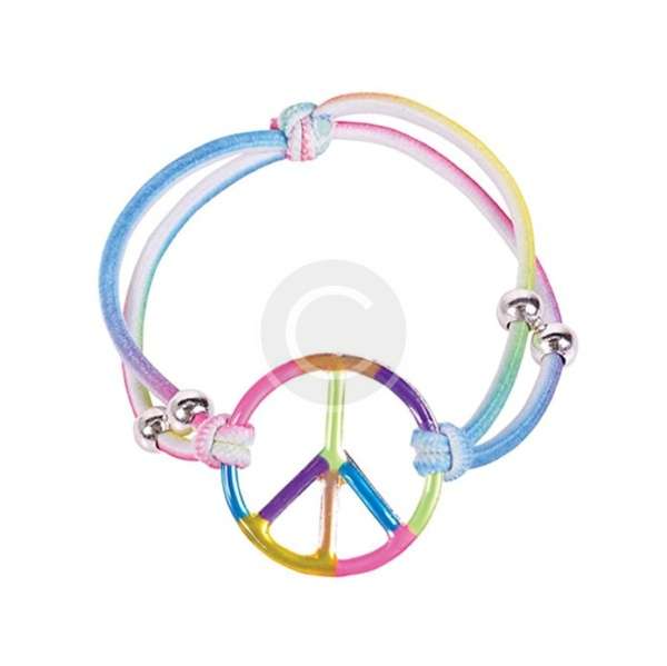 Girls Elastic Rainbow Peace Bracelets